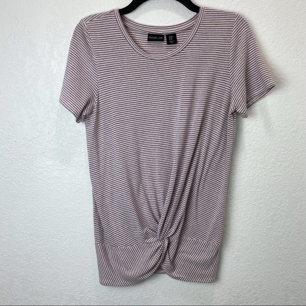 Rachel Zoe Knotted Front Hemline Striped T-Shirt - Picture 3 of 8